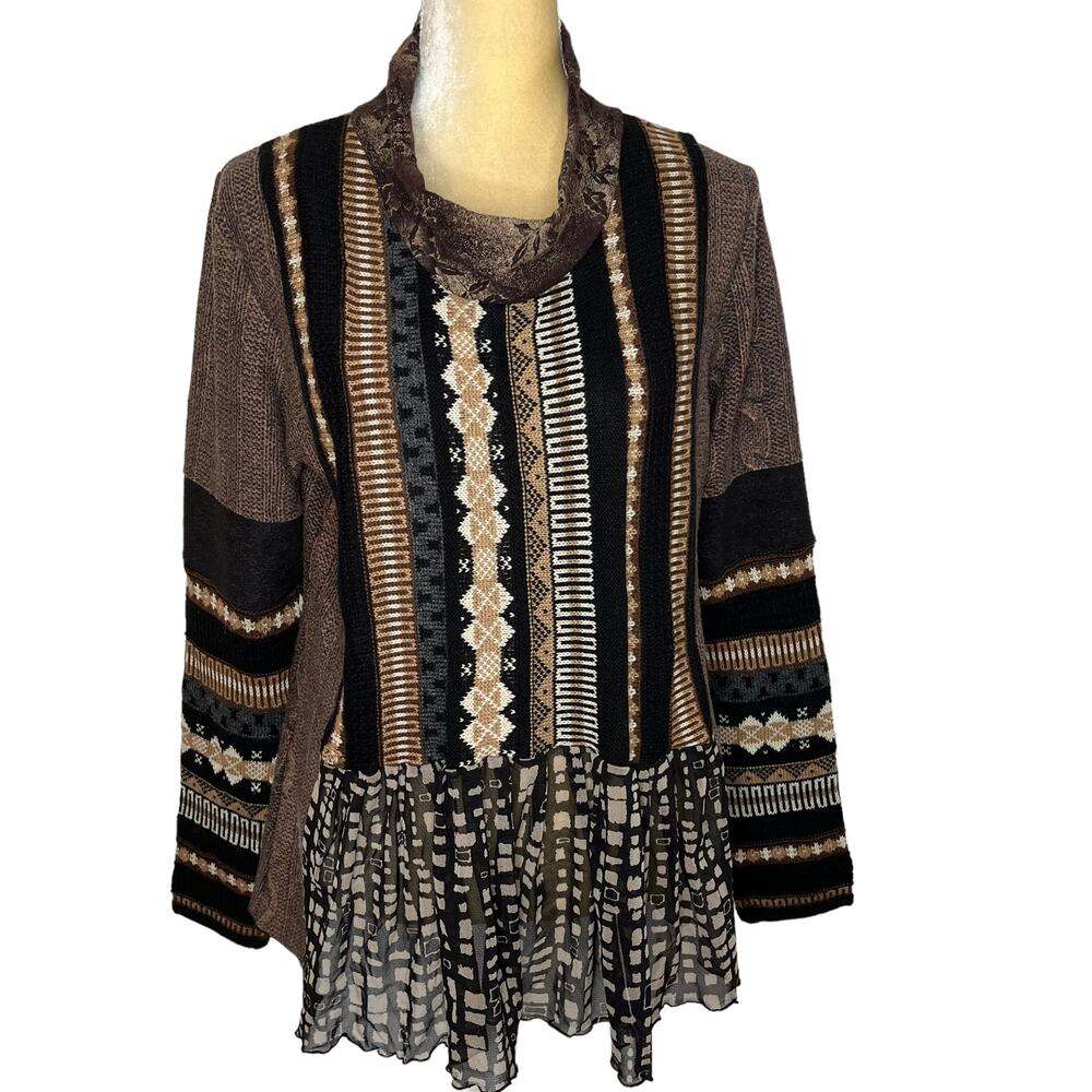 Lee Andersen Artsy Sweater Top w/ Mesh Detail EUC Size Medium